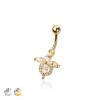 316L SURGICAL STEEL MULTI CZ LILLY FLOWER LACE NON DANGLE BELLY BUTTON NAVEL RING 